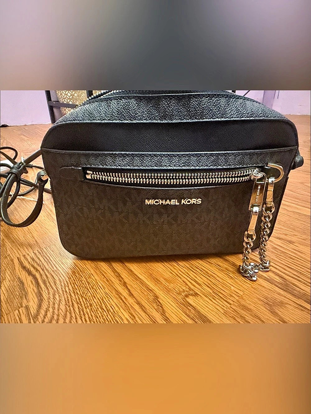 Michael Kors Jet Set Large Logo Crossbody Bag Brown & Black